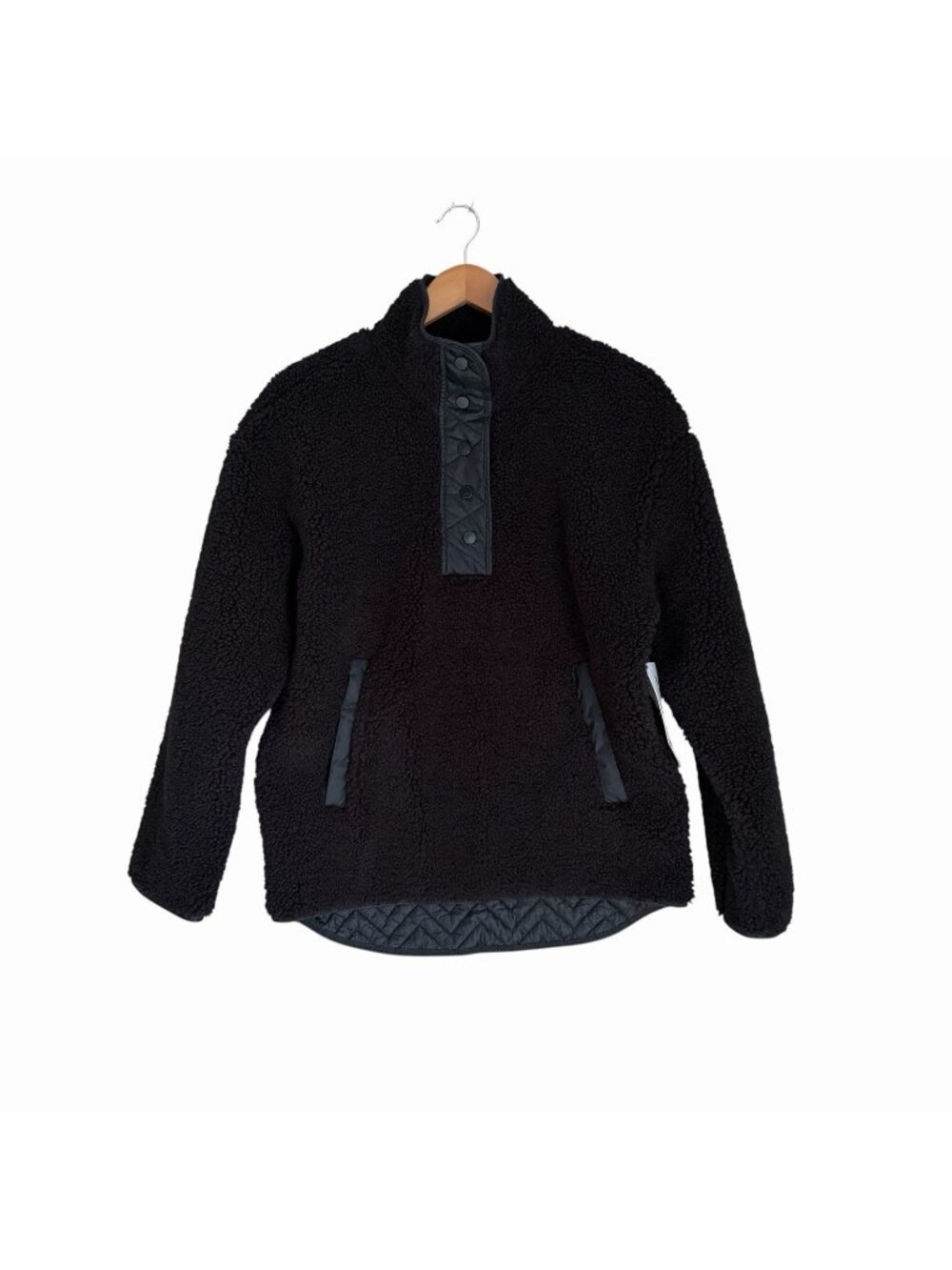 Athleta black cozy sherpa snap jacket NEW size Small